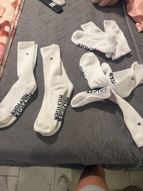 Tommy Hilfiger White Crew Athletic Socks with Logo